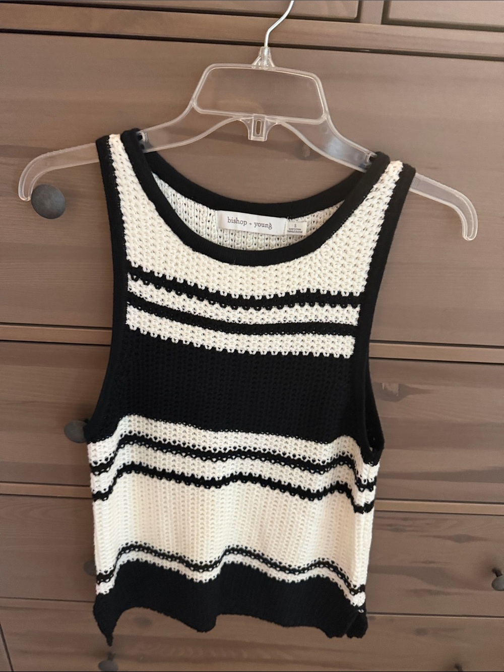 bishop + young Black & White Striped Crochet Tank